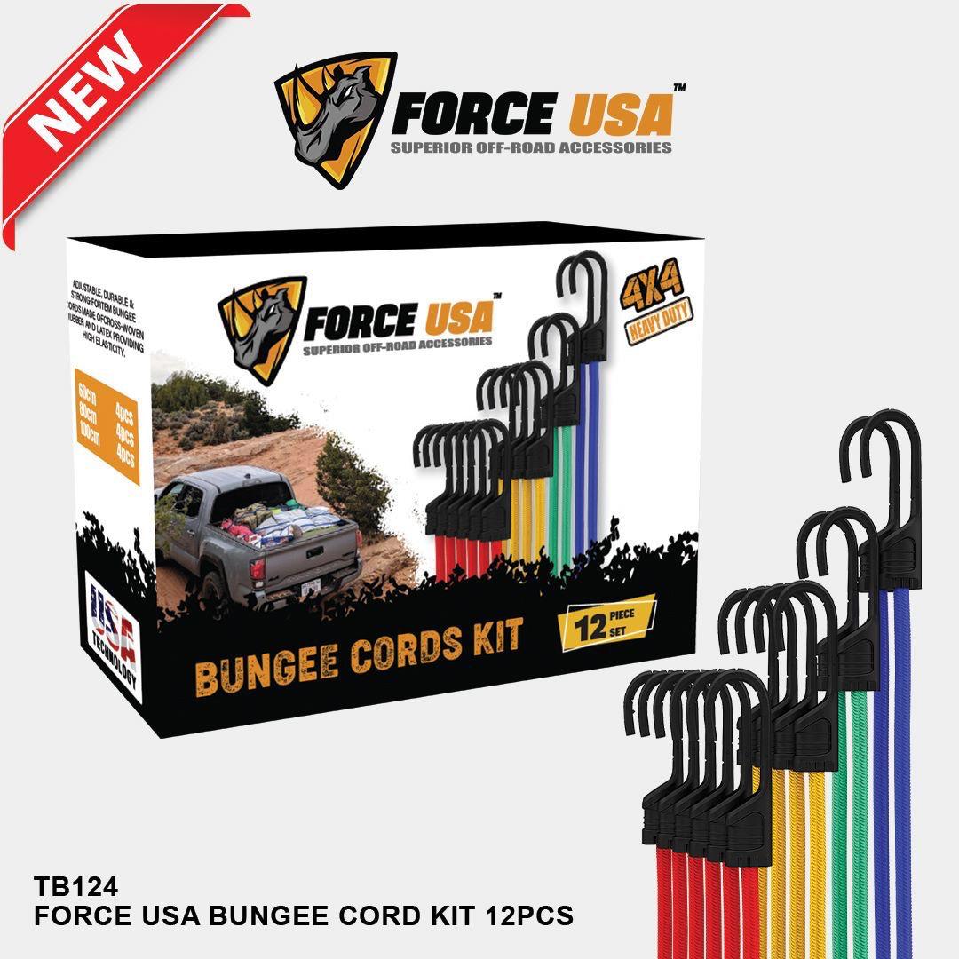 Force USA Bungee Cord Kit – 12-Piece Heavy-Duty Set (TB124)