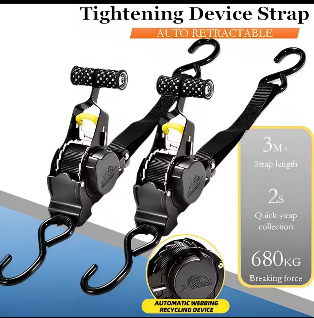 INTECH Automatic Heavy Duty Ratchet tie down Strap