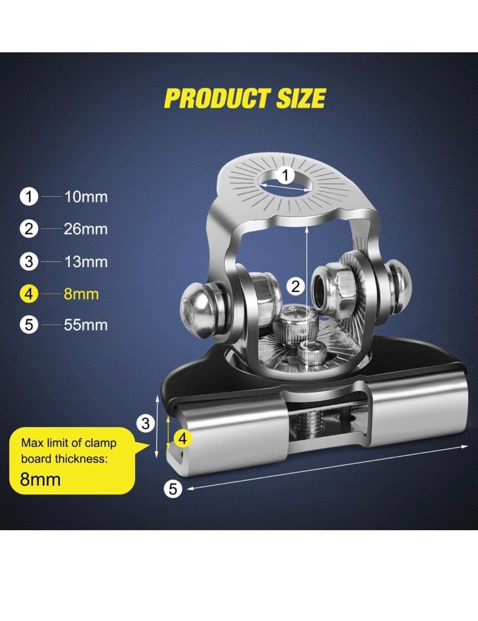 Stainless Steel Hood & Pillar Mount Bracket (Set of 2)