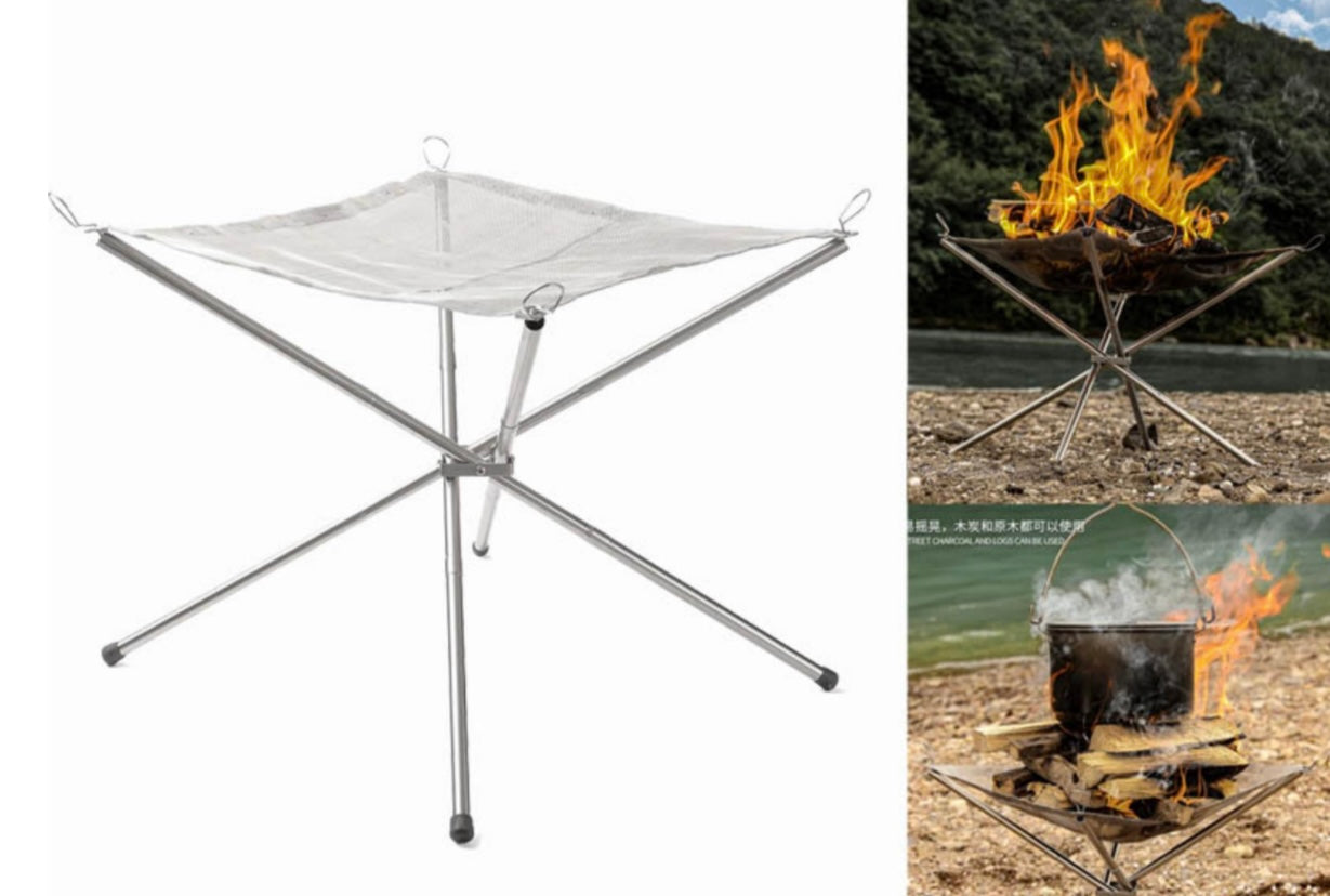 Portable Stainless Steel Fire Rack – Folding Campfire Stand (Large)