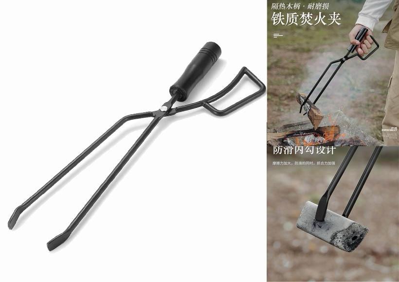 Heavy-Duty Firewood & Charcoal Tongs – Heat-Resistant Outdoor Tool