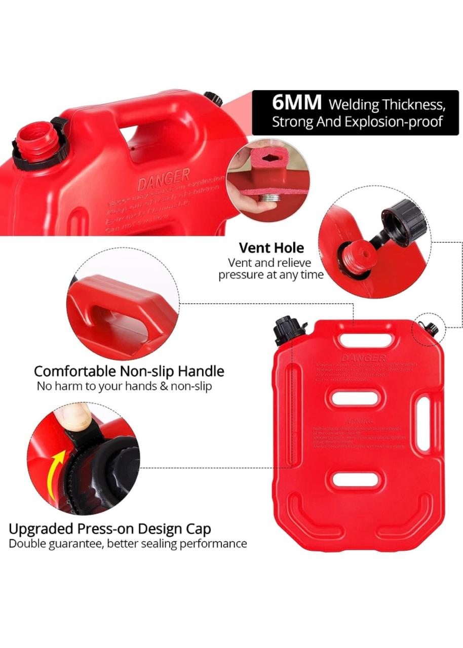 10L / 2.6 Gallon Portable Fuel Can – Heavy-Duty Red Jerry Can
