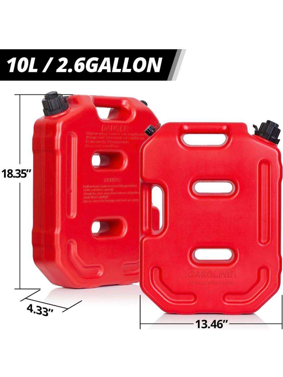 10L / 2.6 Gallon Portable Fuel Can – Heavy-Duty Red Jerry Can