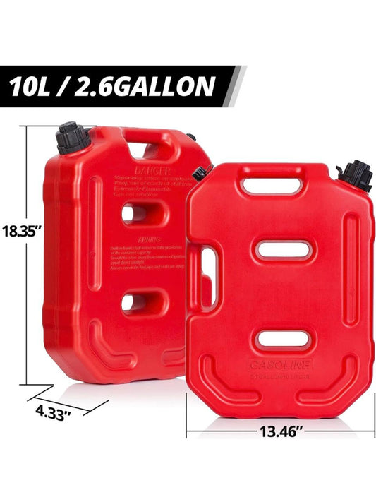 10L / 2.6 Gallon Portable Fuel Can – Heavy-Duty Red Jerry Can