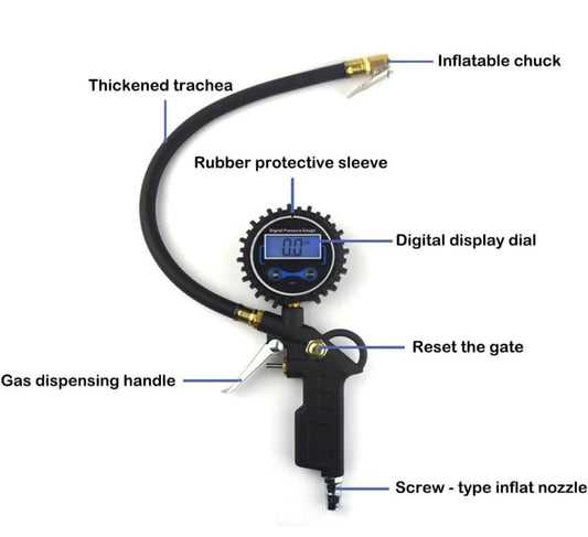 Digital Tire Inflator with Pressure Gauge – For Cars, 4x4s, Motorcycles & Bicycles