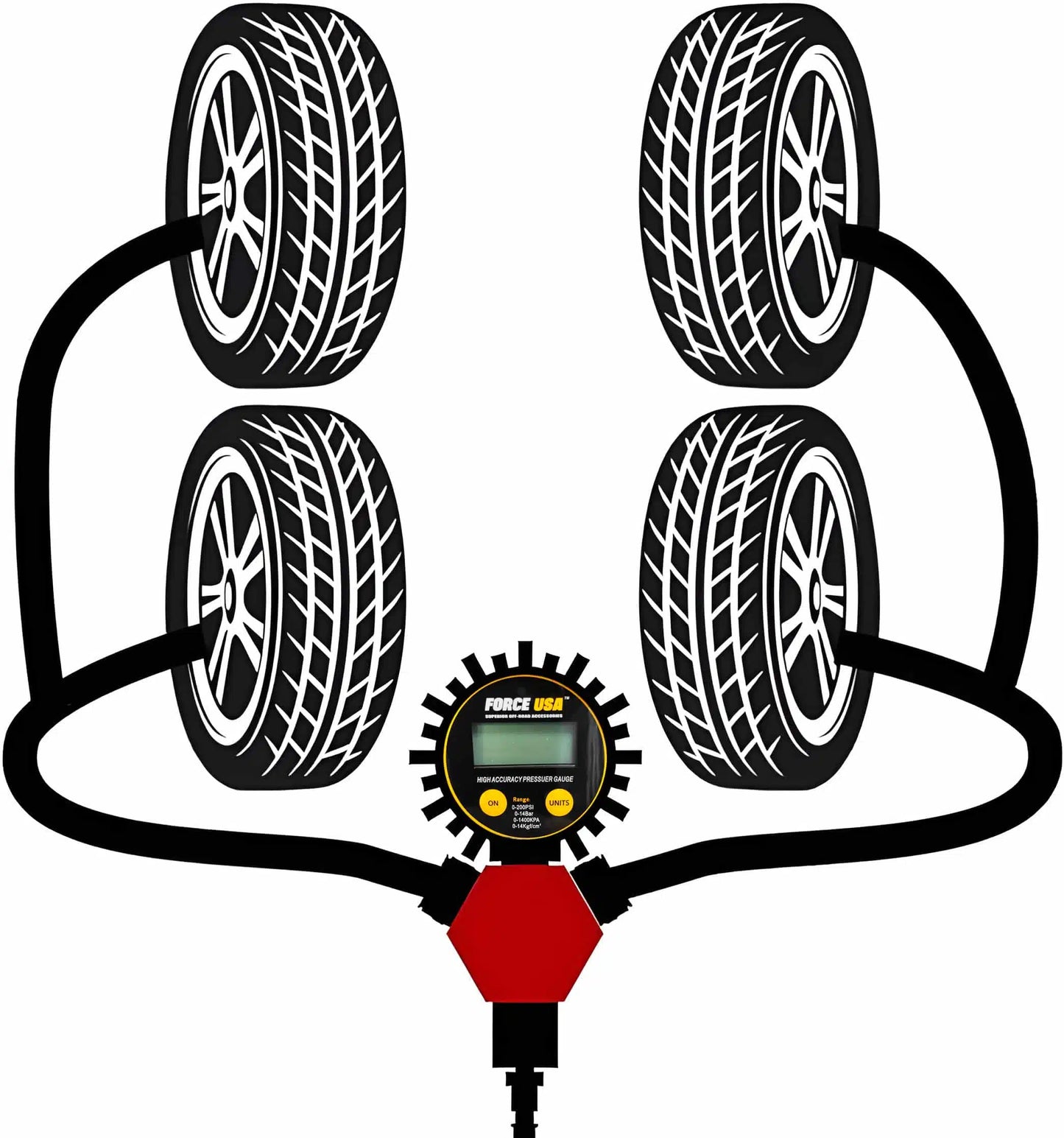 Force USA Pressure gauge with 4 way hose