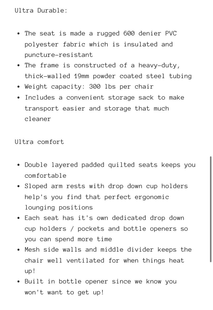 Double chair size 135×56×106 cm grey blue
