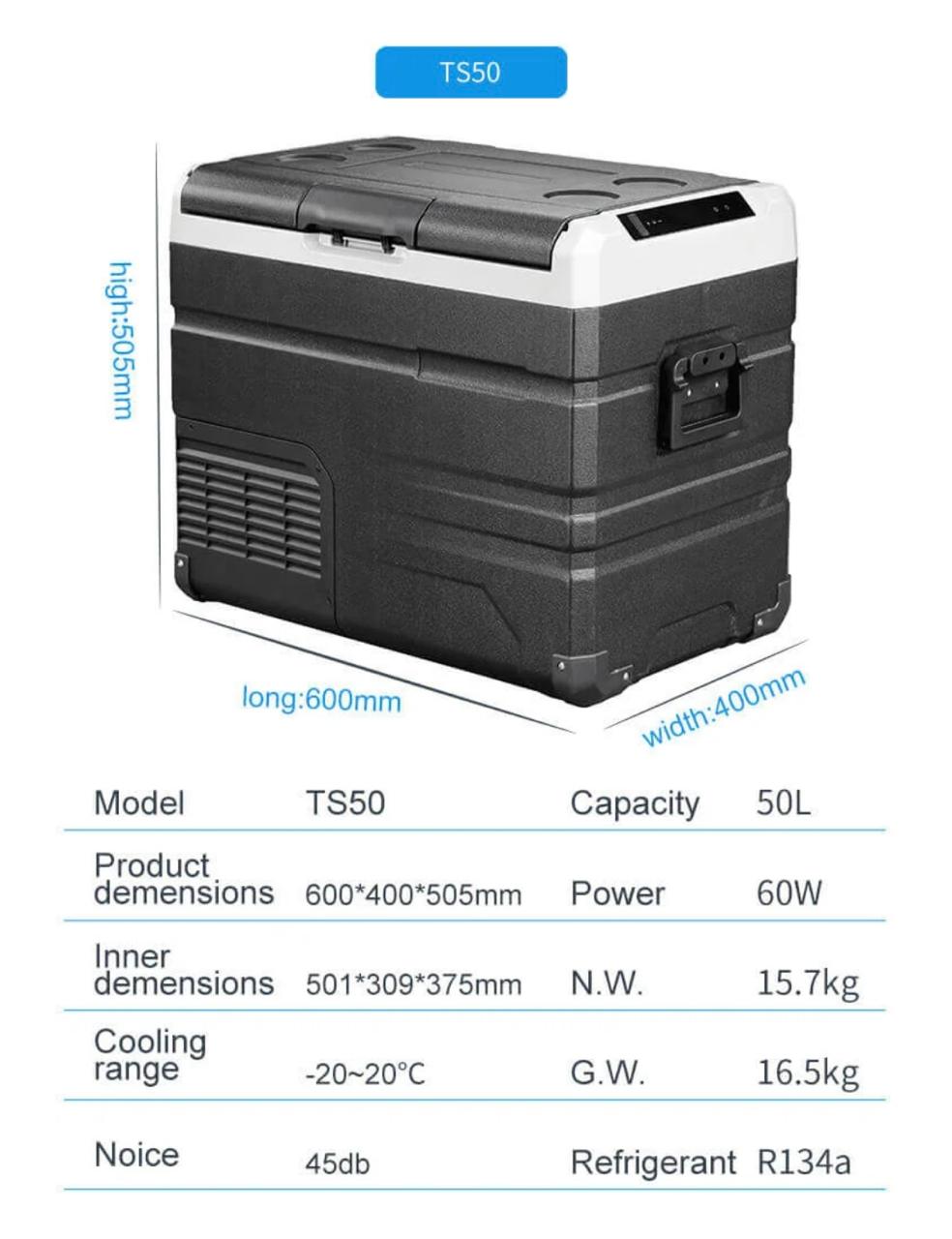 Alpicool 50L One Zone Portable Car Refrigerator with Bluetooth & Battery