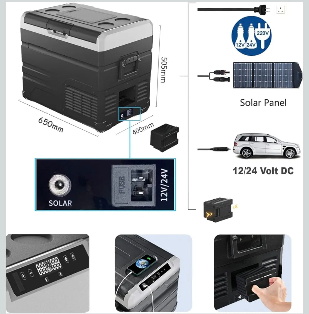 Alpicool 50L One Zone Portable Car Refrigerator with Bluetooth & Battery